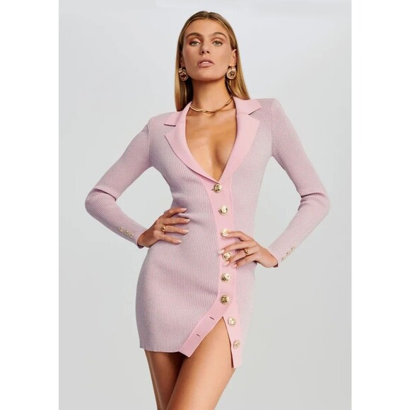 Retrofete Dresses & Skirts - Retrofête MIMI RIB KNIT DRESS Pink Marshmallow Size Small (PF22-5327)